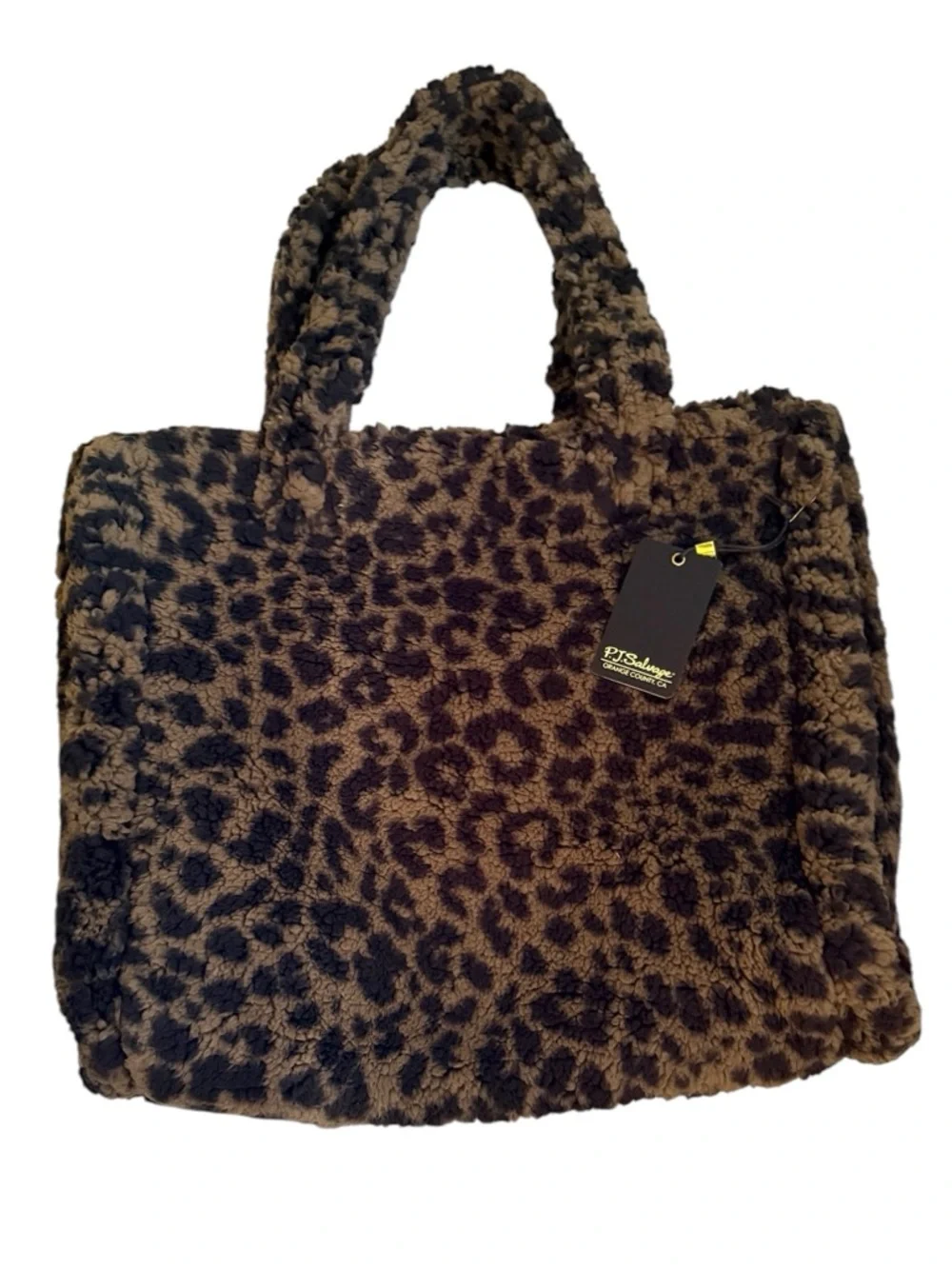 P.J. Salvage Animal Print Sherpa Tote Bag Large /Brown . New with Tags.